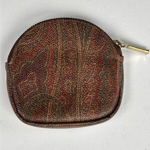 Etro Tapestry Coin Purse. Gold accents. Tan interior. Wear on interior.